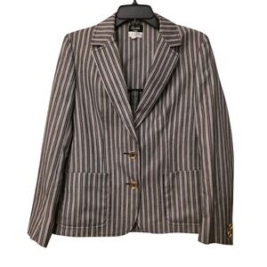 Celine Paris Vintage Striped Wool Silk Blazer Gold Button Jacket Italy Womens 40